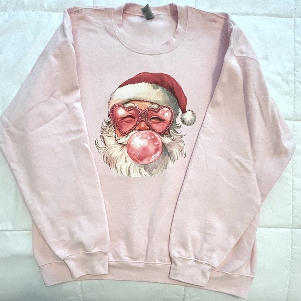 Pink Santa Blowing A Bubble Sweatshirt. Size  3XL. NWOT